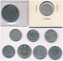 Vegyes: 8db-os Ag érme tétel, benne brit, svéd, kanadai, panamai és orosz érmék + Bulgária 1912. 10s...