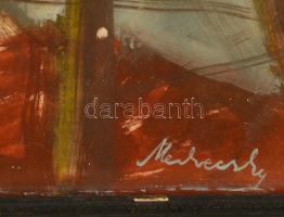 Medveczky jelzéssel: Ülő akt. Tempera, papír, foltos, üvegezett sérült keretben, 50×35 cm