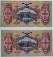 1930. 100P (8x) mind "E 157" sorozat, közte 6db sorszámkövető (4+2) és 2db közeli sorszám ...
