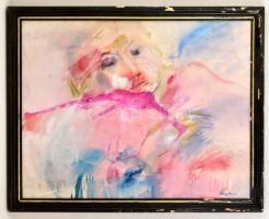 Almásy jelzéssel: Női fej. Akvarell,papír, hajtott, üvegezett keretben, 53×69 cm