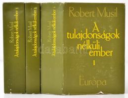 Robert Musil: A tulajdonságok nélküli ember I-III. kötet. Fordította: Tandori Dezső. Bp.,1977,Európa. Kiadói egészvászon-kötés, kiadói papír védőborítóban.