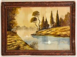 Zorkóczy jelzéssel: Torkolat. Vegyes technika, papír, foltos, üvegezett keretben, 33×49 cm