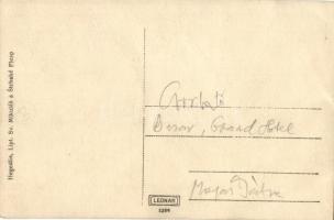 Tátra, Csorbató, Strbské Pleso; Nagyszálló és bazár, csoportkép / Grand Hotel and bazaar shop. Heged...