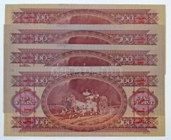 1975. 100Ft piros "MINTA" felülnyomással és perforációval (4x), sorszámkövetők "B000 ...