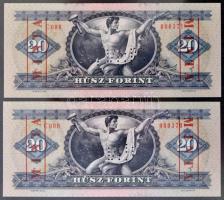 1975. 20Ft piros "MINTA" felülnyomással és perforációval (2x), sorszámkövetők "C000 0...