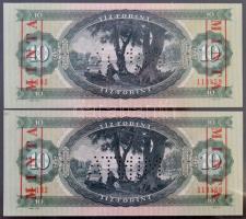 1975. 10Ft piros "MINTA" felülnyomással és perforációval (2x), sorszámkövetők "A102 1...