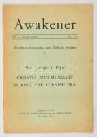 1973 Prpic, George J.: Croatia and Hungary during the Turkish era. Klny. az Awakener 3. számából, tűzött papírkötésben, 32 p.