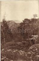 Első világháborús olasz állások a Dolomitok közelében / WWI Italian trenches at the Italian front, near the mountains, photo