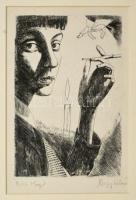 Nagy László (1925-1978): Szécsi Margit. Rézkarc, papír, utólagos jelzéssel, paszpartuban, 18×12 cm