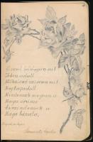 cca 1930-1933 Az 1930-as Szent Imre év emlékére, régi emlékköny, számos érdekes bejegyzéssel, rajzok...