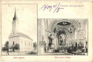 1909 Besenyszög, Római katolikus templom, belső. Kiadja a Besenyszögi keresztény fogyasztási szövetkezet (EK)