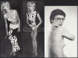 cca 1973 Korai portfólió, szolidan erotikus felvételek, 26 db vintage negatív, + 6 db vintage fotó é...
