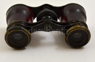 Régi színházi látcső, bőr borítással, tokkal