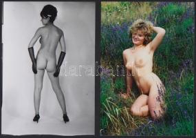 cca 1975 Nyuszika a kalap alatt, szolidan erotikus felvételek, 12 db vintage negatív, + 6 db vintage...