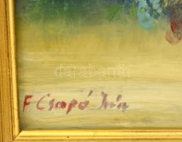 F. Csapó Irén (1943- ): Virágcsendélet, olaj, fa, keretben, jelzett, 38×37,5 cm