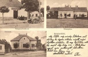 Balatonkiliti (Siófok), községháza, orvoslak, háromkerekű motor, Hangya szövetkezet üzlete és saját kiadása