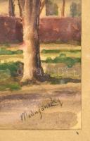 Mednyánszky jelzéssel: Falusi utcakép. Akvarell, papír, üvegezett keretben, 29×42 cm