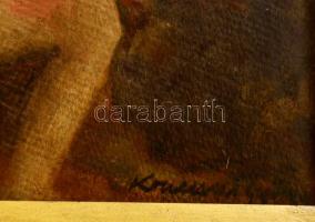 Konecsni jelzéssel: Légpuskások. Olaj, karton, keretben, 24×30 cm