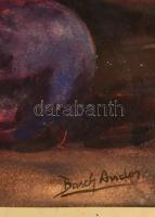 Basch jelzéssel: Asztali csendélet. Akvarell, papír, üvegezett keretben, 29×41 cm