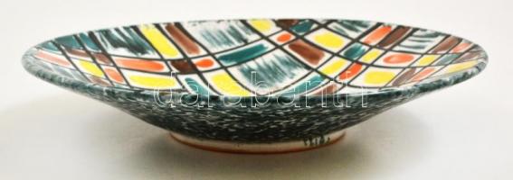 Jelzett retro falitál, kézzel festett, mázas kerámia, jó állapotban, d:28,5 cm