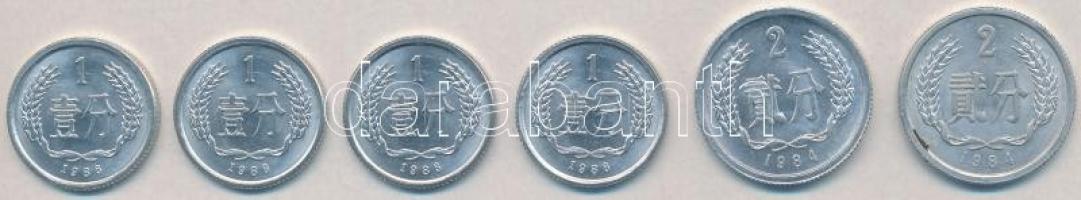 Kína 1984. 2f Al (2x) + 1986. 1f Al (4x) T:1-
China 1984. 2 Fen  Al (2x) + 1986. 1 Fen Al (4x) C:AU...