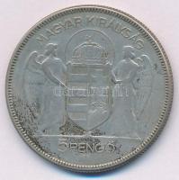 1930. 5P Ag "Horthy jobbra" T:3 patina
Adamo P8