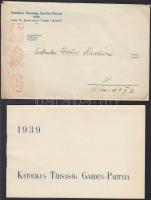 1939 Meghívó a Katolikus Társaság Garden-Party-jára, névreszóló borítékkal