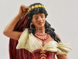 Jelzett (BB) táncoló nő, kézzel festett, sérült, kopott, m: 35 cm