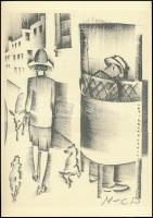 Molnár C. Pál (1894-1981): Kutya világ, kis szériás ofszet, papír, 30×21 cm