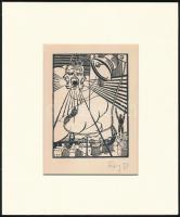 Fáy Dezső (1888-1954): Harangoznak a város felett, fametszet, papír, utólagos jelzéssel, paszpartuban, 13×9,5 cm