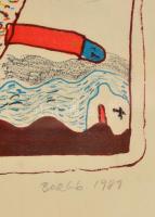 Borgó György Csaba (1950- ): Álom, színes litho, papír, jelzett, számozott (17/22), üvegezett műanya...