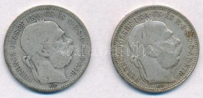 1894KB-1895KB 1K Ag "Ferenc József" (2x) T:2-,3  Adamo K5