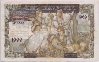 Szerbia / Német megszállás 1941. 1000D 500D-os bankjegyre nyomva T:III
Serbia / German occupation 1...