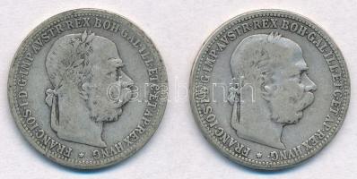 Ausztria 1893-1894. 1K Ag "Ferenc József" (2xklf) T:2-,3 Austria 1893-1894. 1 Corona Ag "Franz Joseph" (2xdiff) C:VF,F