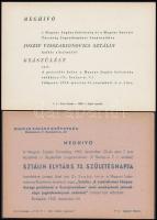 1952-1953 Magyar Jogász Szövetség Sztálin 73. születésnapjára rendezett ünnepi ülésének, és halála alkalmából rendezett gyászülés meghívói, Bp. Élet-nyomda-Zuglói-nyomda.