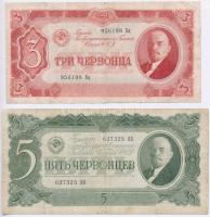 Szovjetunió 1937. 3Ch + 5Ch T:III,III- Soviet Union 1937. 3 Chervontsa + 5 Chervontsev C:F,VG