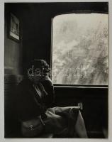 1955 Tomori Ede: Unalmas utazás c. jelzés nélküli, vintage fotóművészeti alkotása, kasírozva, feliratozva, 33x26,5 cm