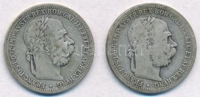 Ausztria 1895-1896. 1K Ag Ferenc József (2xklf) T:2-,3 Austria 1895-1896. 1 Corona Ag Franz Joseph (2xdiff) C:VF,F
