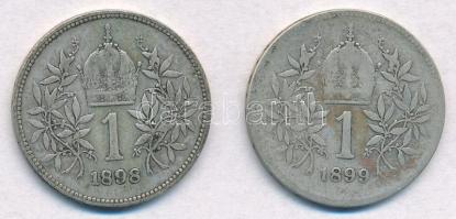 Ausztria 1898-1899. 1K Ag "Ferenc József" (2xklf) T:2- Austria 1898-1899. 1 Corona Ag &quo...