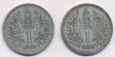 Ausztria 1900-1901. 1K Ag "Ferenc József" (2xklf) T:2- Austria 1900-1901. 1 Corona Ag &quo...