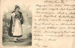 1898 Magyar menyecske, Rigler litho / Hungarian folklore, litho (EK)
