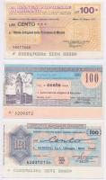 Olaszország 1977. 3db klf csekk, mind 100L értékben T:II-III- Italy 1977. 3pcs of diff cashier's cheques, all about 100 Lire C:XF-VG