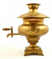 cca 1900 Krasil'nikova tulai orosz szamovár, réz, jelzett, újrafestett, m: 41 cm