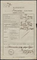 1939 Pétervárad, izraelita születési kivonat, pecséttel, aláírással, kis szakadással