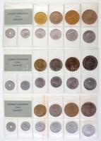 1971-1989. Forgalmi sor tétel (19xklf), benne 1986. 2f-20Ft (10xklf) érmés forgalmi sor fóliatokban ...