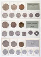 1971-1989. Forgalmi sor tétel (19xklf), benne 1986. 2f-20Ft (10xklf) érmés forgalmi sor fóliatokban ...