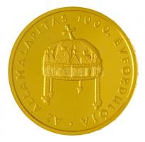 1999. 20.000Ft Au "Államalapítás 1000. évfordulója" tanúsítvánnyal, tokban (6,99g/0.986) T...