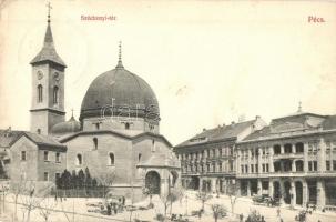 Pécs, Széchenyi tér, Nádor szálló, templom, kiadja Fürst Lipót (EK)