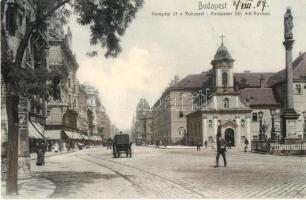 1907 Budapest VIII. Rákóczi út (Kerepesi út) Rókus kórház, templom, villamos