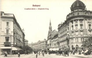 Budapest VIII. Erzsébet körút (Blaha Lujza tér), fogorvos, villamosok, takarékpénztár